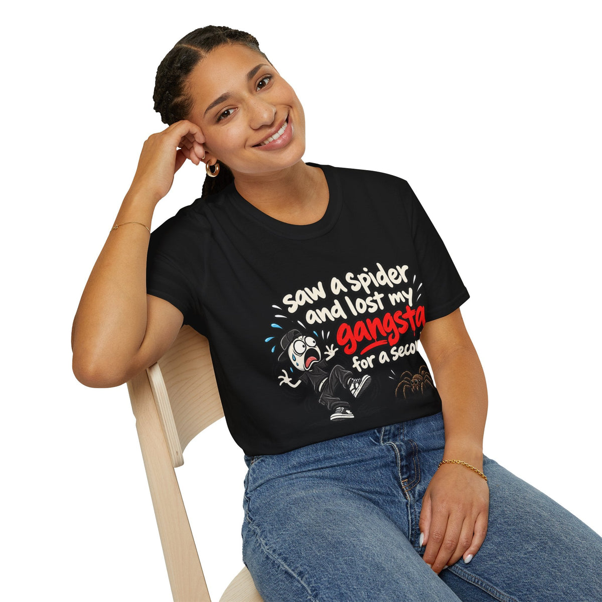 I Saw a Spider and Lost My Gangsta for a Second - T-Shirt Funny Spider Quote Tee - CorMerch